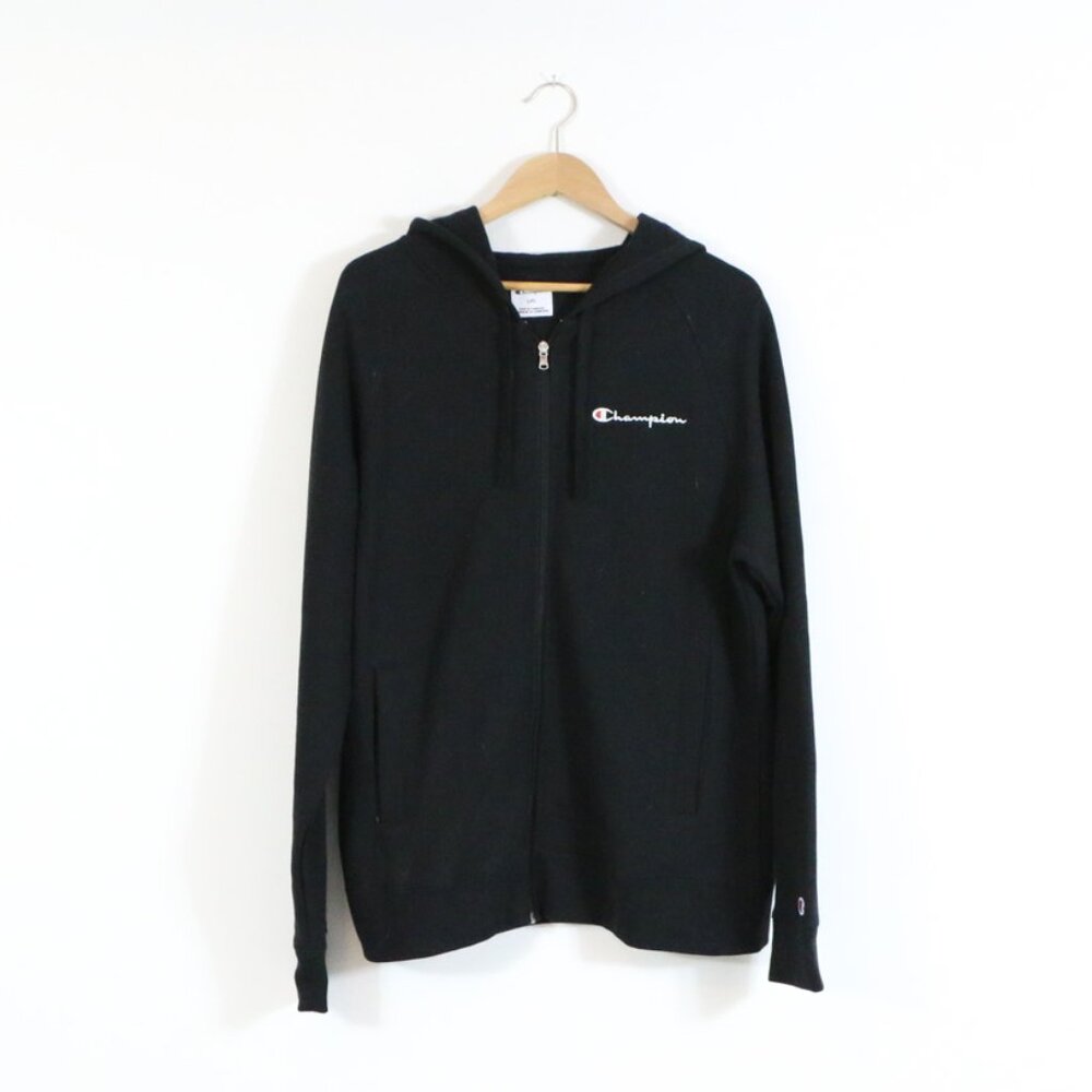 *Champion Black ICONS FULL ZIP HOODIE WITH SMALL LOGO - Zip-up sweatshirt